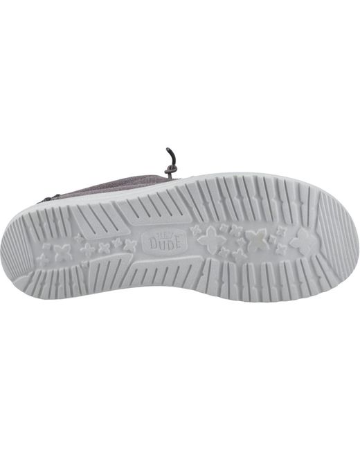 HeyDude Gray Wally Workwear Synthetic Blend Granite/ Moccasins Shoes for men