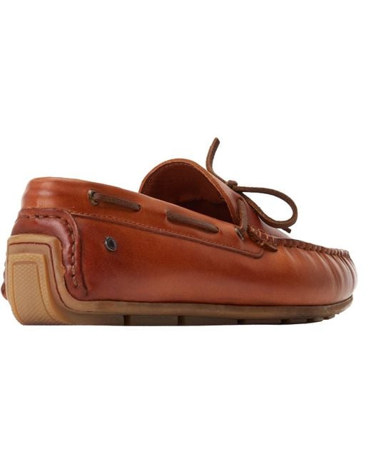 Base London Brown Brooks Leather Burnt Loafers for men