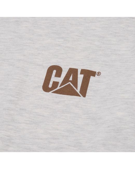Caterpillar White Trademark Banner Long Sleeve Cotton T-Shirt for men