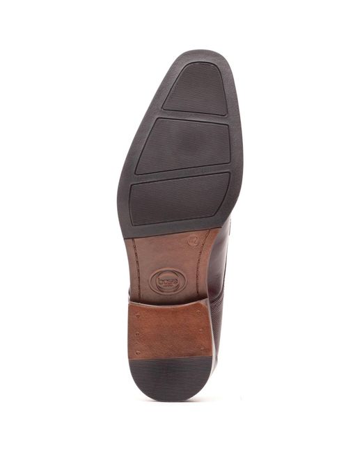Base London Brown Dome Leather Burnt Lace-Up Shoes for men