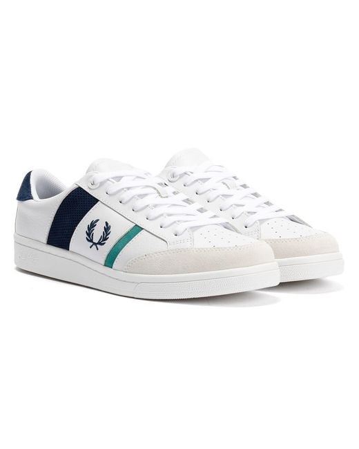 Fred Perry Blue B725 Leather Suede /Mint Trainers for men