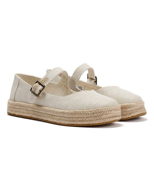 TOMS White Carolina Mary Jane Textile Natural Espadrilles