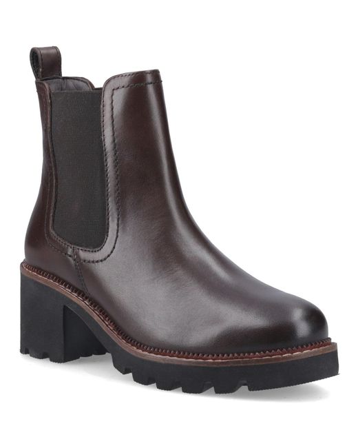 Hush Puppies Brown Gaia Leather Chocolate Heeled Chelsea Boots