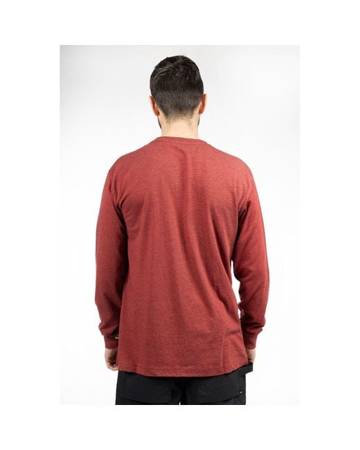 Caterpillar Red Trademark Banner Long Sleeve Cotton T-Shirt for men