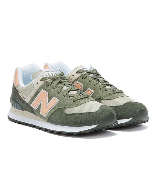 New Balance Green 574 Black Spruce / Silver Pine Trainers