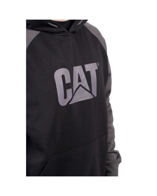 Caterpillar Black Raglan Cotton Hooded Sweatshirt for men