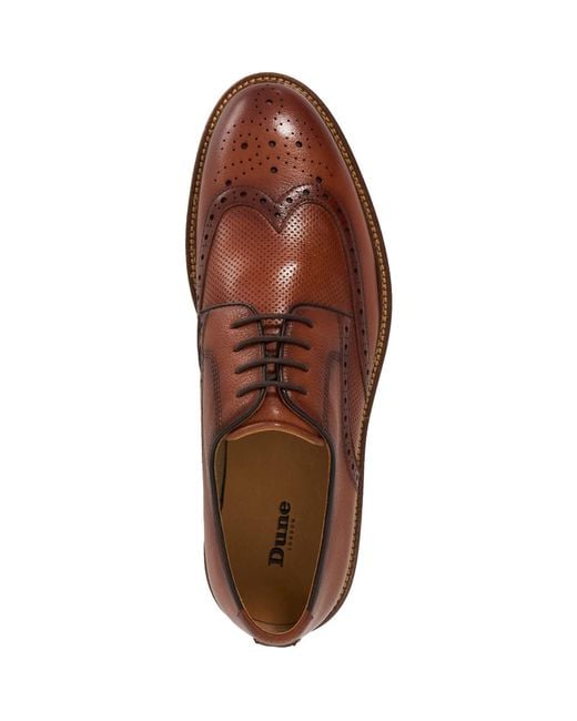 Dune Brown Benidictus Nubuck Brogues Shoes for men