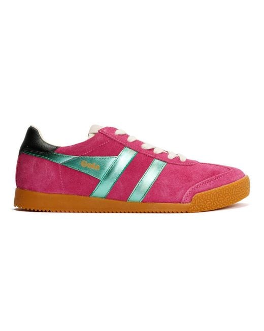 Gola Pink Elan Glitz Suede Fuchsia/Emerald/ Trainers