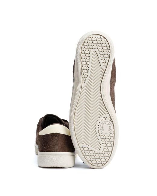 Fred Perry Brown Tennis Shoe Suede Tobacco/Ice Cream Trainers for men