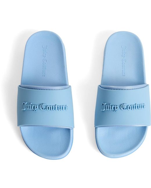 Juicy Couture Blue Embossed Pvc Damen Dämmerungsblaue Slipper