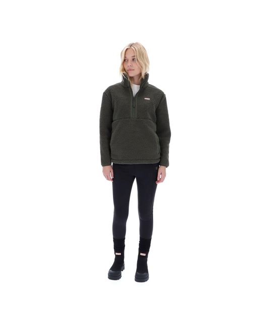 Hunter Black Tiorga 1/4 Zip Borg Fleece Polyester Zip Neck Pullovers