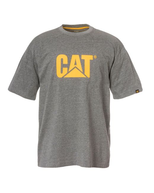 Caterpillar Gray Trademark Logo Cotton T-Shirt for men