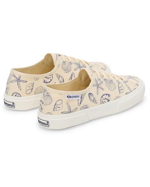 Superga Natural 3750 Seashells Print Cotton Trainers