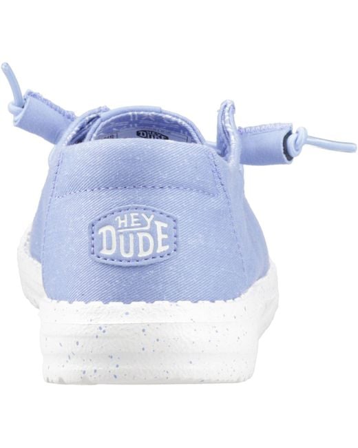 HeyDude Blue Wendy Stretch Canvas Textile Hydrangea Loafers