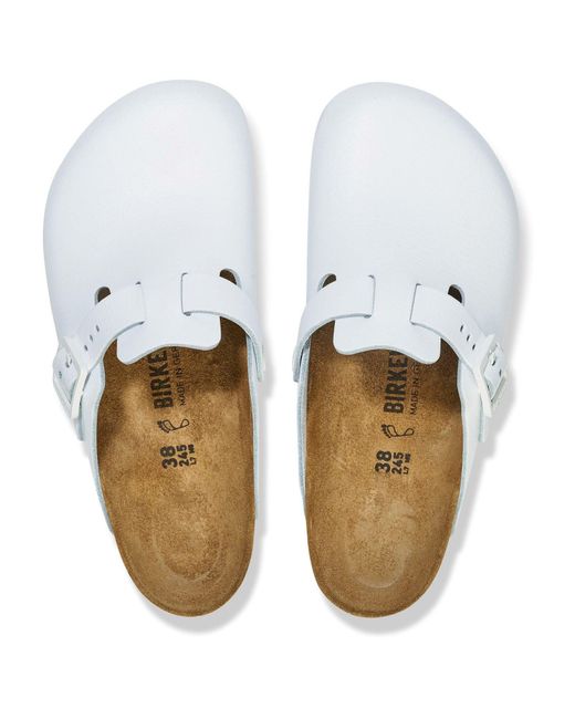 Birkenstock White Boston Pro Leather Clogs