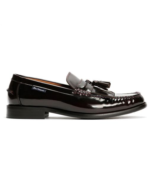 Ben Sherman Black Buster Leather Men's Burgundy Loafers - Uk 7 for men