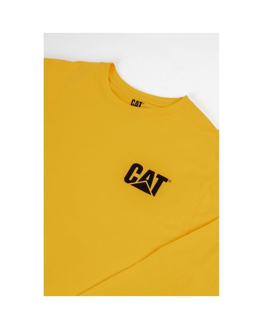 Caterpillar Metallic Trademark Banner Long Sleeve Cotton T-Shirt for men
