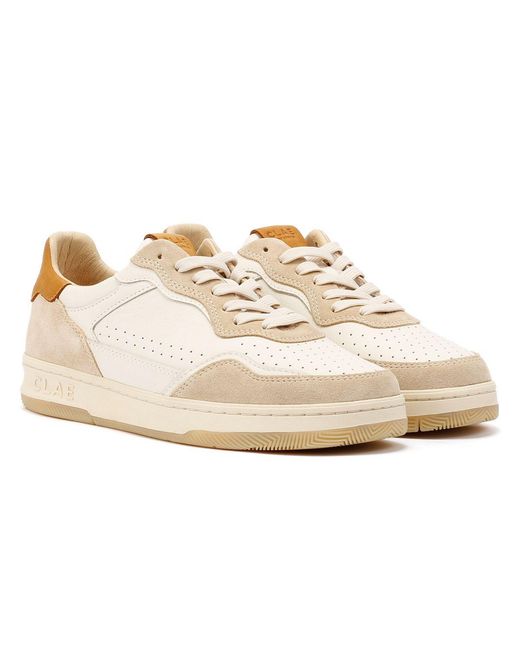 CLAE White Haywood Fog Leather Safari Trainers for men