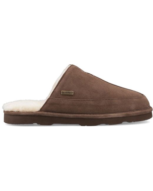 BEARPAW Brown Walker Suede Earth Slippers for men