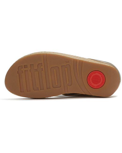 Fitflop Brown Lulu Lux Graphic-Weave Toe-Post Leather Platino Sandals