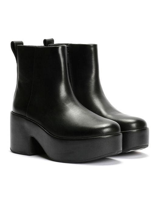 Platfforms Heeled Bottes En Cuir Fitflop en coloris Black
