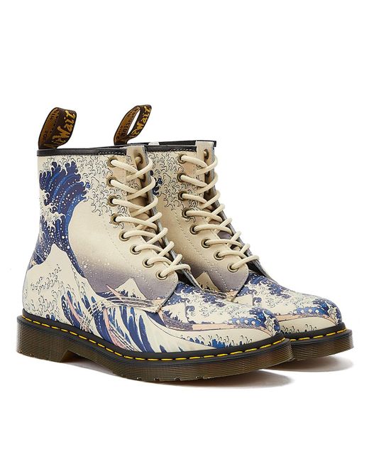 Dr. Martens Blue 1460 The Met Great Wave Multi Boots