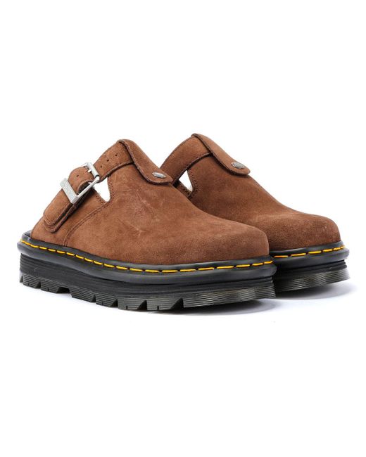 Dr. Martens Brown Zebzag Warmlined Suede Mule