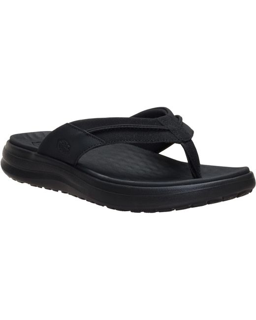 HeyDude Black Finn Flip Polyurethane Sandals for men