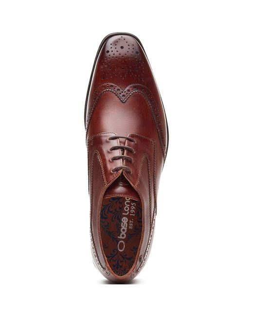 Base London Brown Steeple Brogue Leather Burnt Brogues Shoes for men
