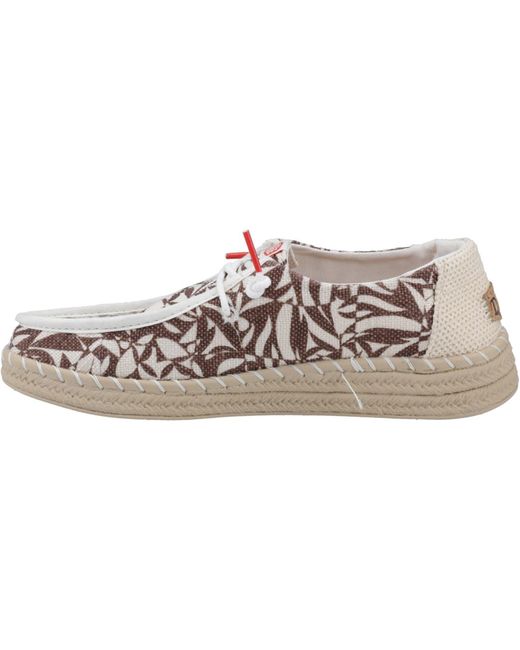 HeyDude Brown Wendy Espadrille Retro Palm Cotton Blend Downtown/Egret Espadrilles