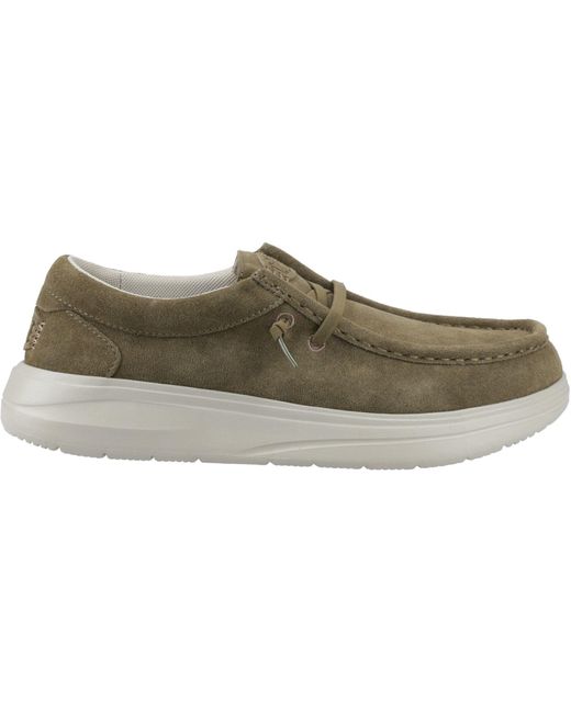 HeyDude Green Wally X Suede Wildleder Mokassinschuhe