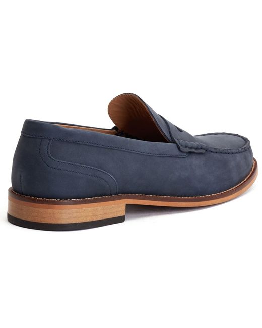 Base London Blue Garfield Leather Loafers for men