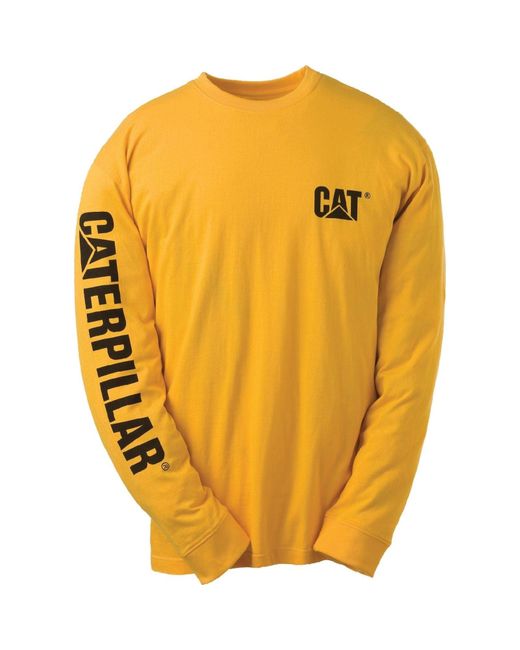 Caterpillar Metallic Trademark Banner Long Sleeve Cotton T-Shirt for men