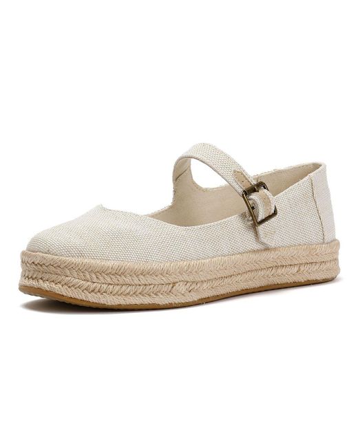TOMS White Carolina Mary Jane Textile Natural Espadrilles