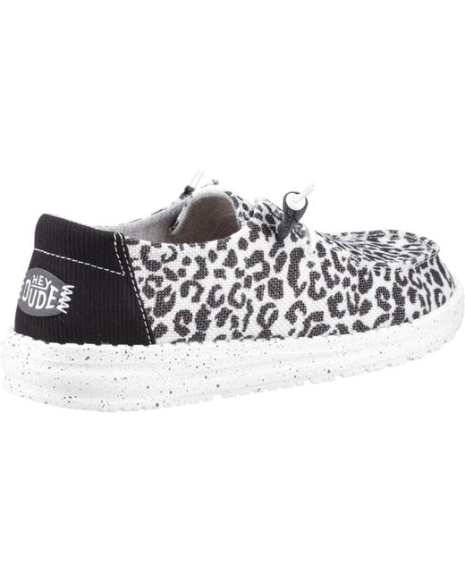 HeyDude White Wendy Leopard Cotton Blend Shoes