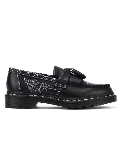 Dr. Martens Black Adrian Loafer Gothic Wanama Leather Comfort Shoes