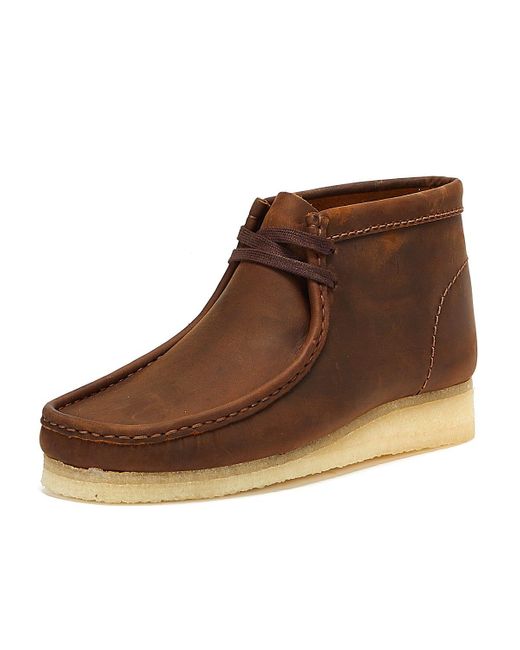 Clarks Wallabee Leather Mens Beeswax Brown Boots for Men - Lyst
