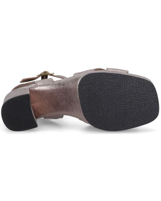 Hush Puppies Gray Ophelia Leather Heel Suede Pewter Slim Fit Sandals