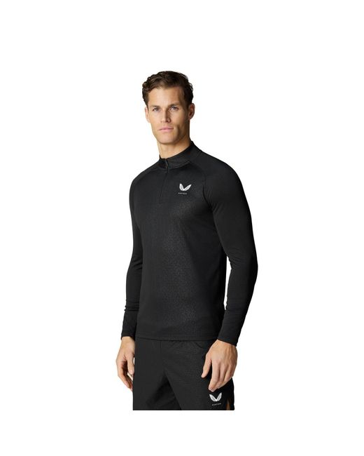 Castore Black Adapt 1/4 Zip Top Polyester Activewear T-Shirts for men