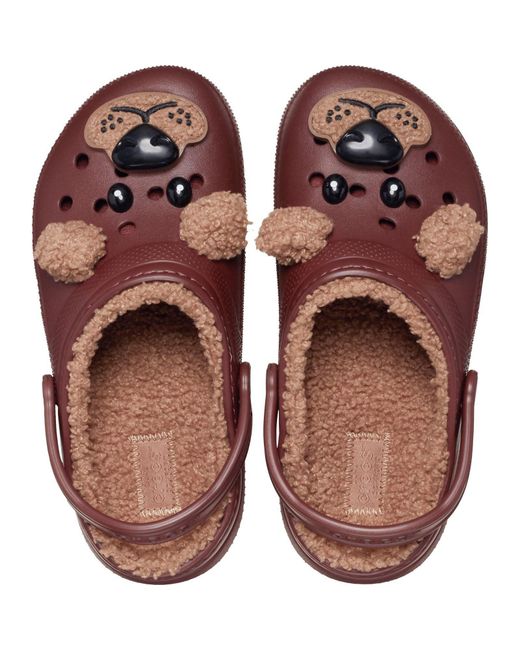 CROCSTM Brown Classic Lined Fun Lab Synthetic Bear Clogs