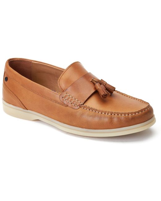 Base London Brown Bonito Leather Burnt Loafers for men