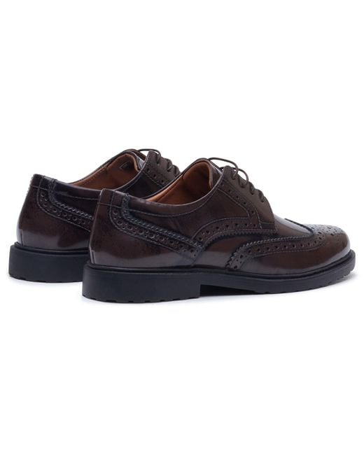 Hush Puppies Blue Verity Hi-Shine Leather Chocolate Brogues Shoes
