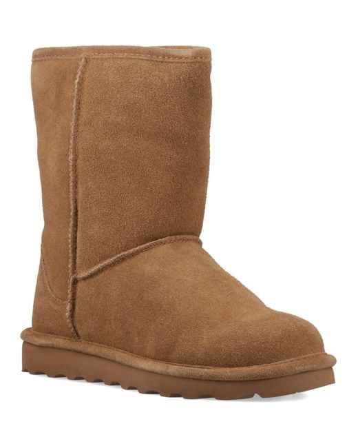 BEARPAW Brown Elle Short Suede Hickory Boots