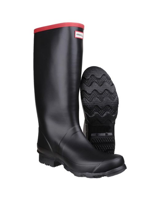 Hunter Black Uft4008Rma-Blk Argyll Full Knee Wellington Boots