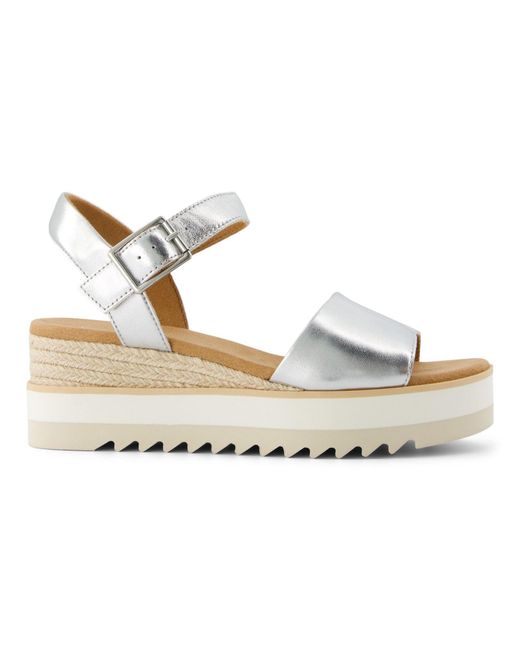 TOMS Metallic Diana Leather Wedges
