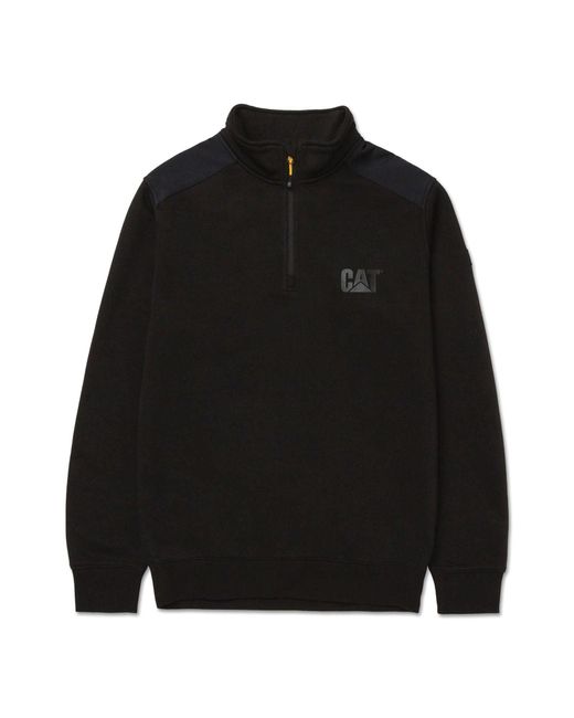Caterpillar Black Essential 1/4 Zip Polyester Sweatshirt for men