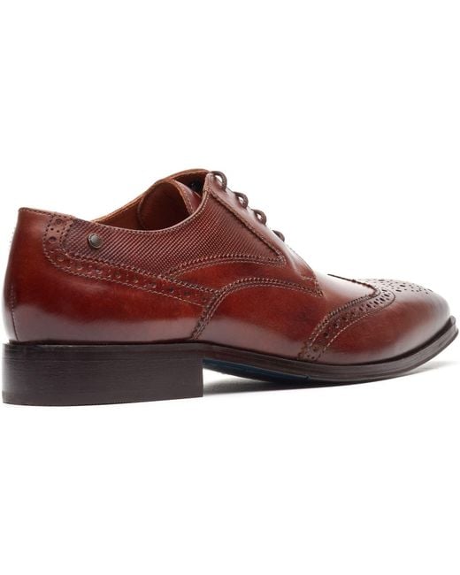 Base London Brown Steeple Brogue Leather Burnt Brogues Shoes for men