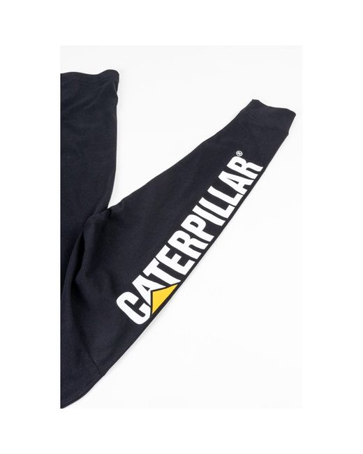 Caterpillar Black Trademark Banner Long Sleeve Cotton T-Shirt for men