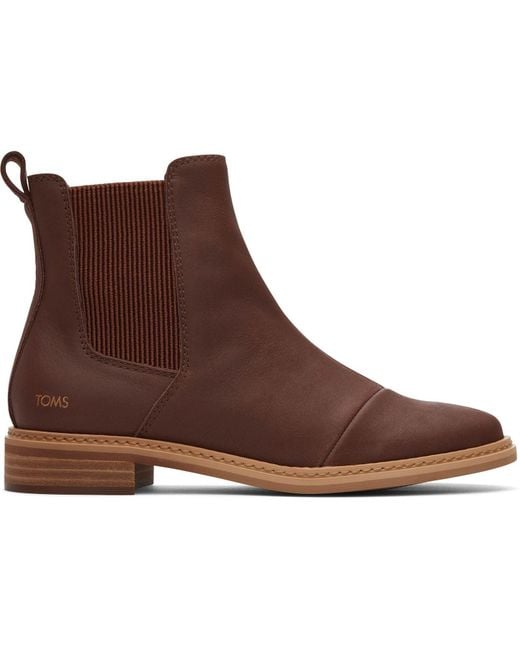 TOMS Brown Charlie Leather Chestnut Flat Chelsea Boots