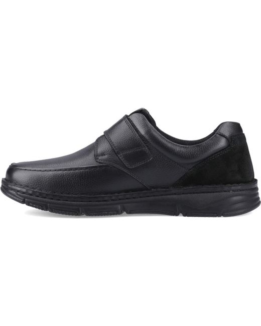 Hush Puppies Black Forde Touch Fastening Leather Loafers for men